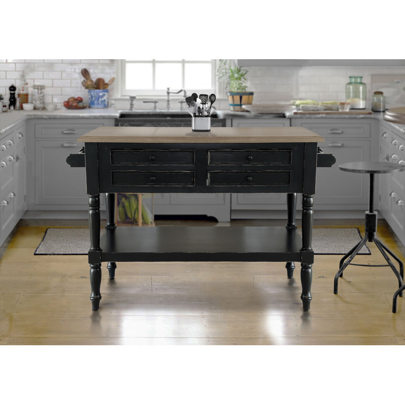 Darby Home Co Brookstonval 54'' Wide Kitchen Island with Solid Wood Top